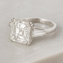 GIA Certified 6.01 Carat Square Emerald Cut Diamond Ring in Platinum
