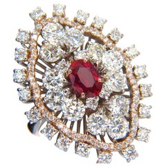 GIA-zertifizierter 6,01 Karat natürlicher keine Hitze supreme roter Rubin Diamanten Cluster Ring 18kt