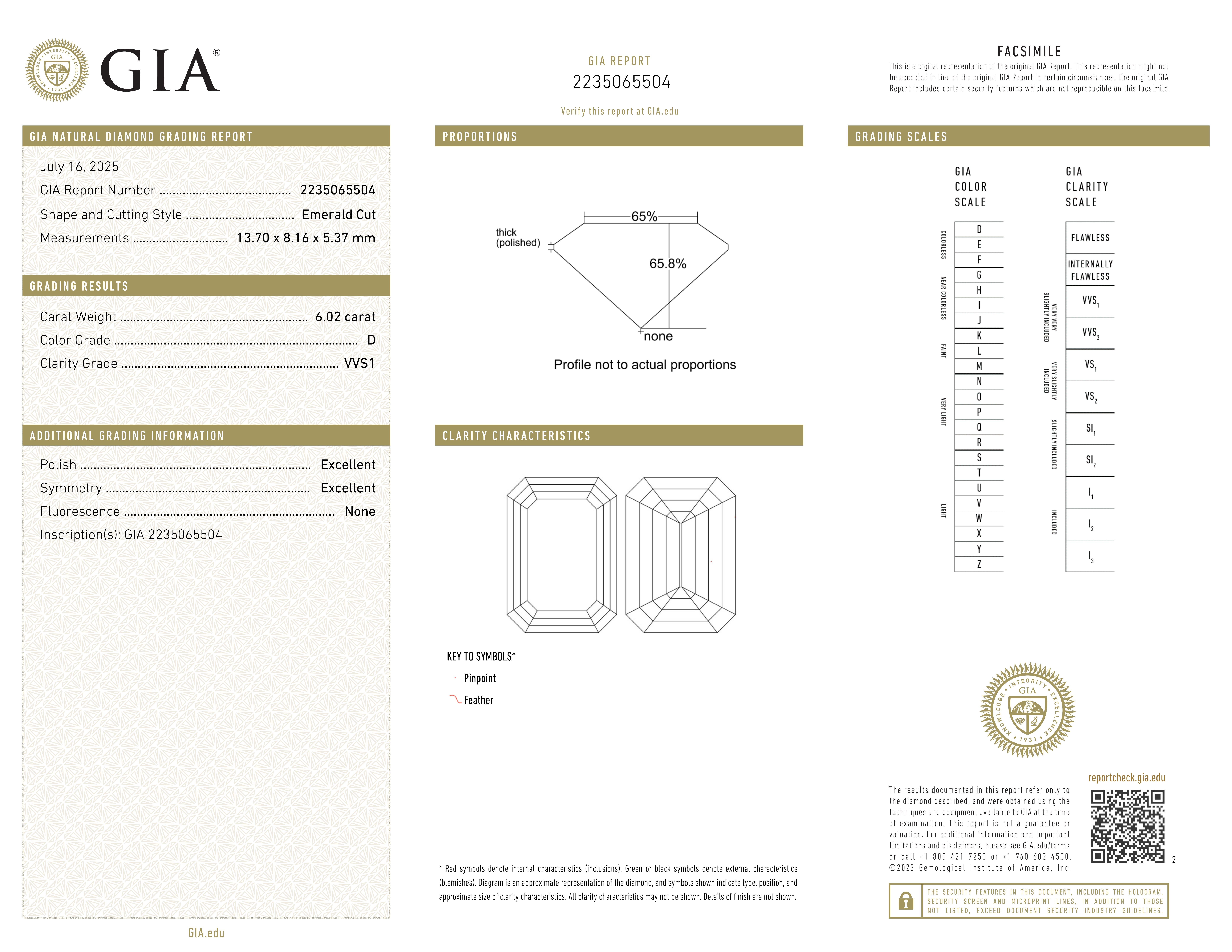 Women's or Men's GIA Certified 6.02 Carat D VVS1 Emerald Cut Diamond and Trapezoid Side Diamonds For Sale