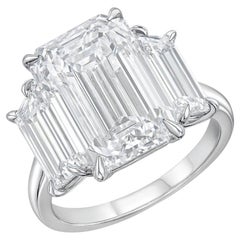 GIA Certified 6.02 Carat D VVS1 Emerald Cut Diamond and Trapezoid Side Diamonds