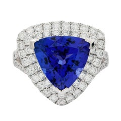 GIA Certified 6.02 Carat Dark Tanzanite Diamond Fashion Ring