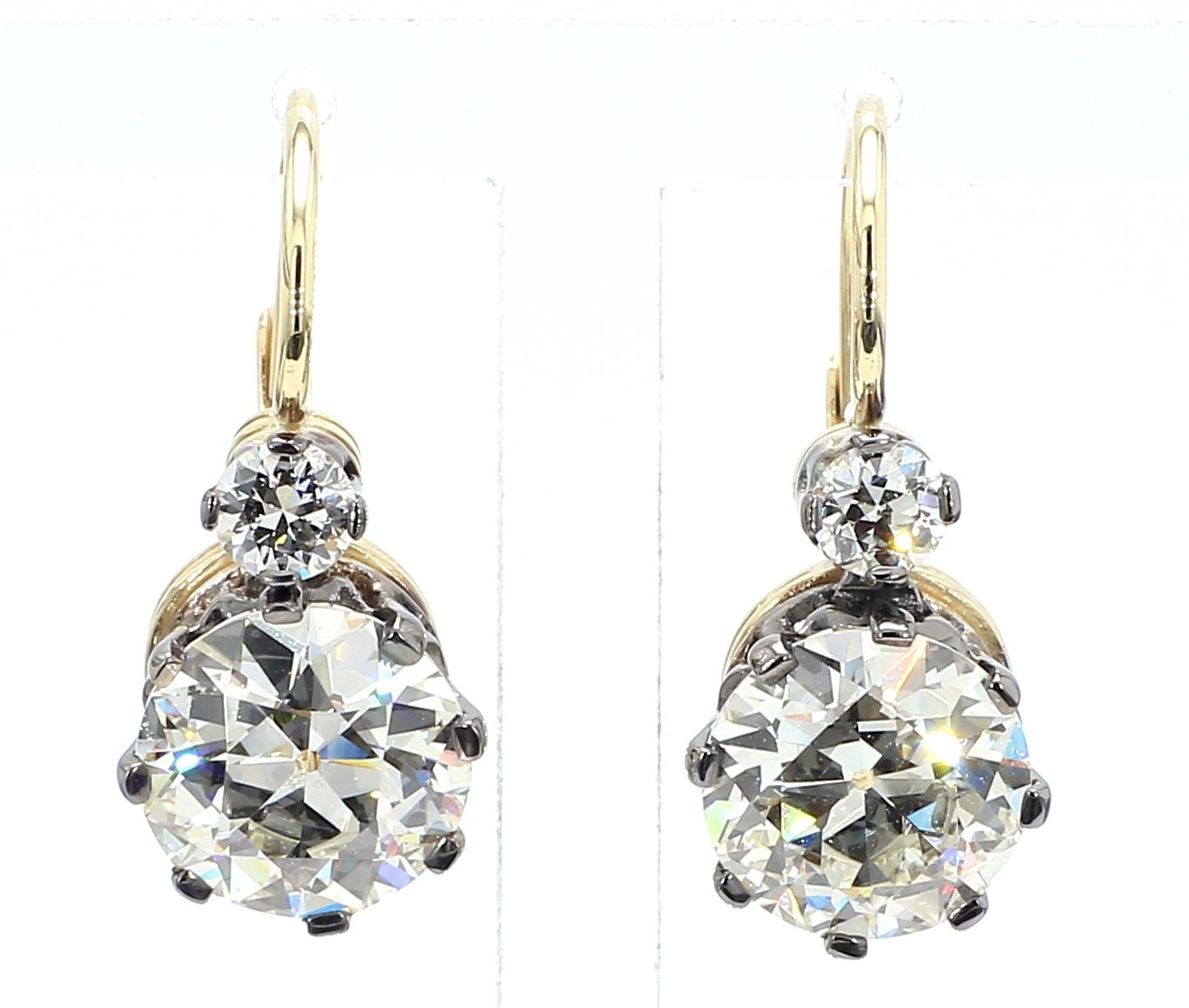 GIA Certified 6.02 Carat Diamond Art Deco Style Earrings For Sale 5