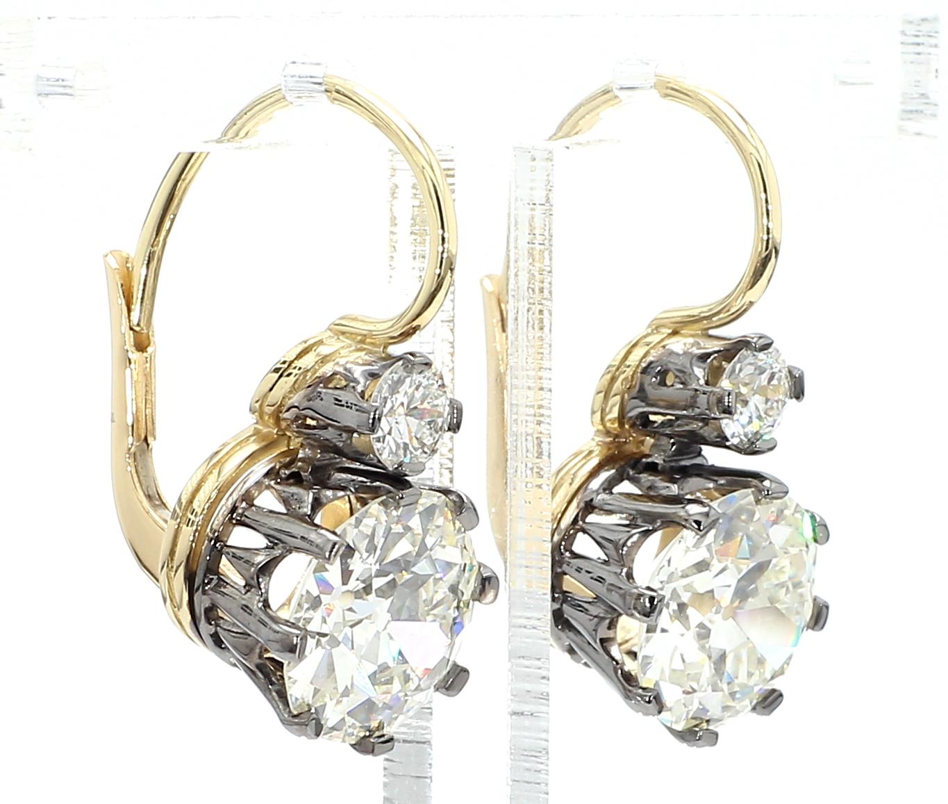 GIA Certified 6.02 Carat Diamond Art Deco Style Earrings For Sale 4