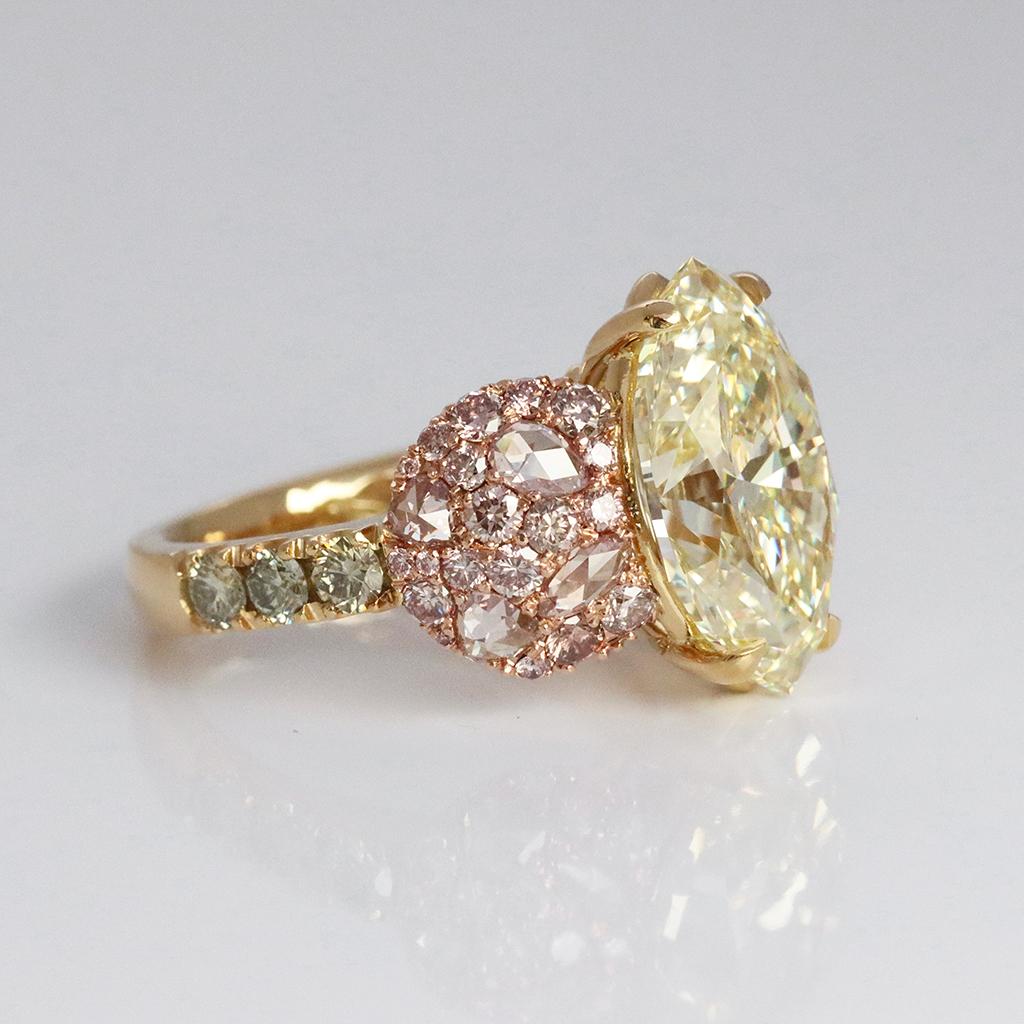 Contemporary GIA Certified 6.02 Carat Marquise Shape Fancy Yellow Diamond Cocktail Ring