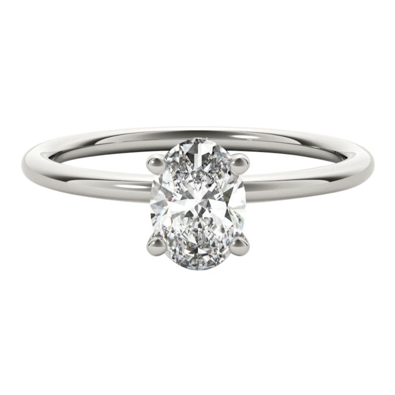 Anello con diamante solitario ovale a quattro punte in oro bianco 18 carati certificato GIA da 6,02 carati in vendita