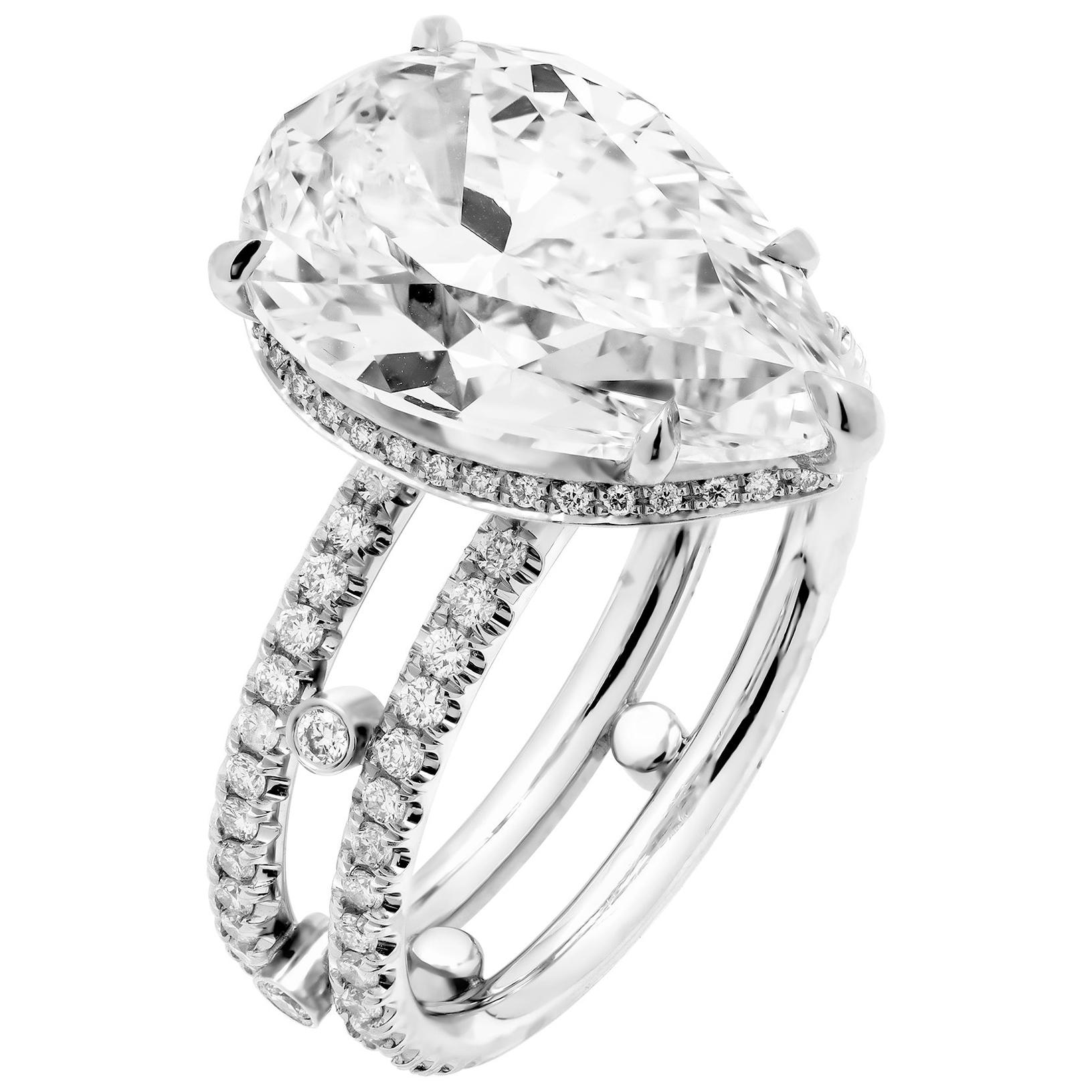GIA Certified 6.02 Carat Pear Diamond Engagement Platinum Ring
