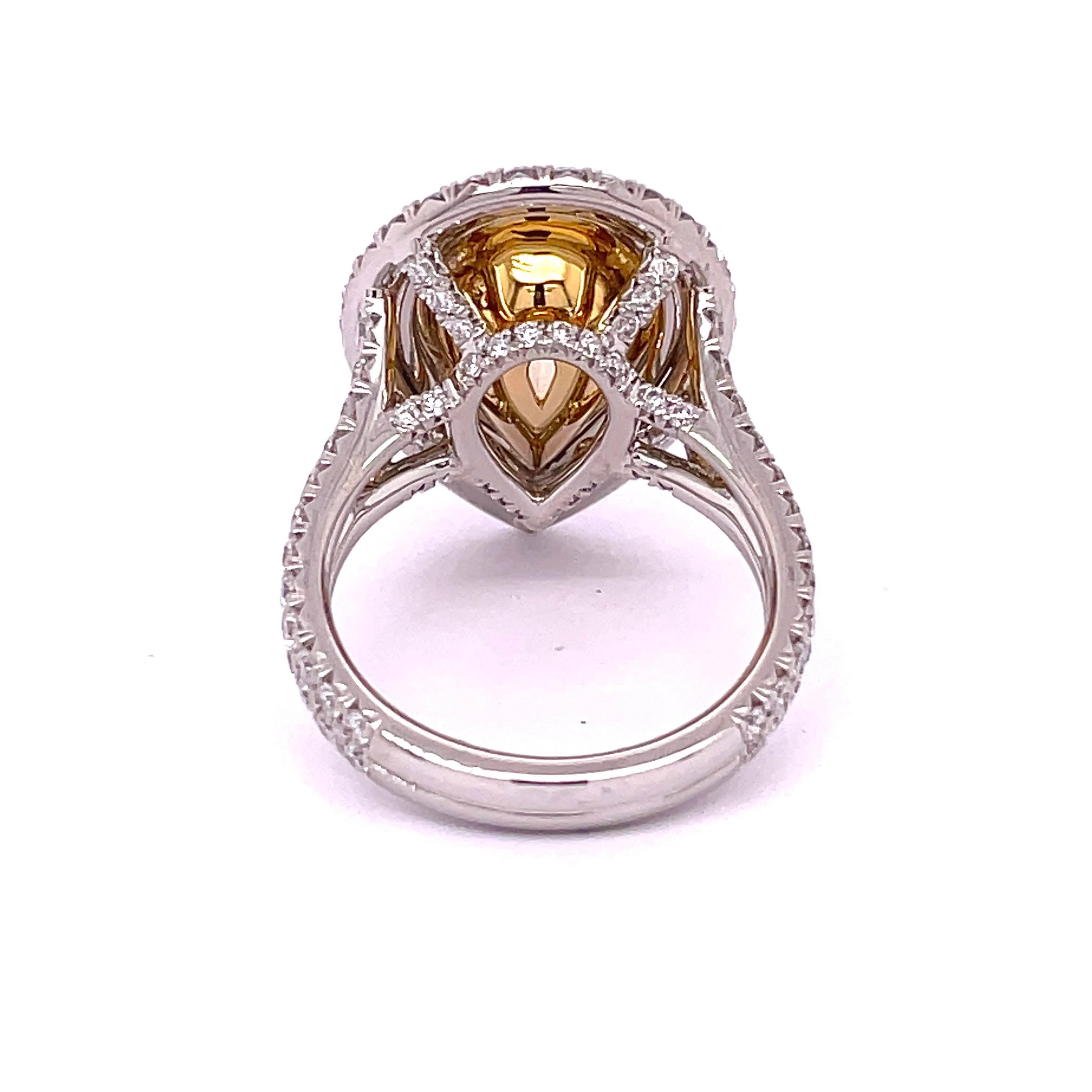 GIA Certified 6.02 Carat Pear Shape Diamond Engagement Ring In New Condition For Sale In LA, CA