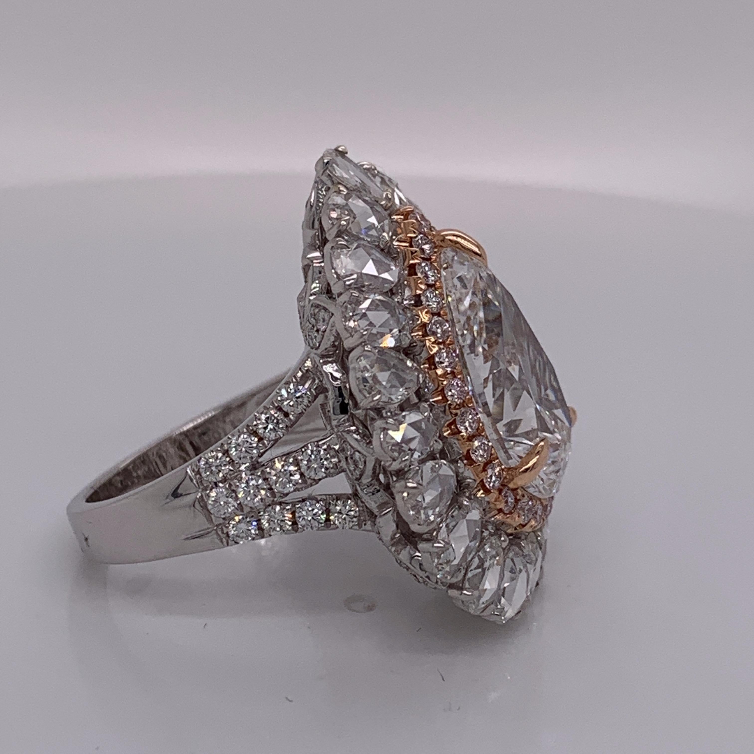 Women's GIA Certified 6.02 Pears Shape Diamond Halo Ring