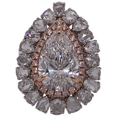 GIA Certified 6.02 Pears Shape Diamond Halo Ring