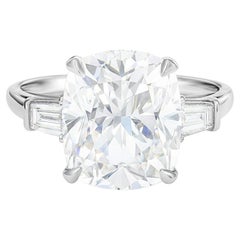 GIA Certified 6.03 Carat Cushion Brilliant Diamond Platinum Ring