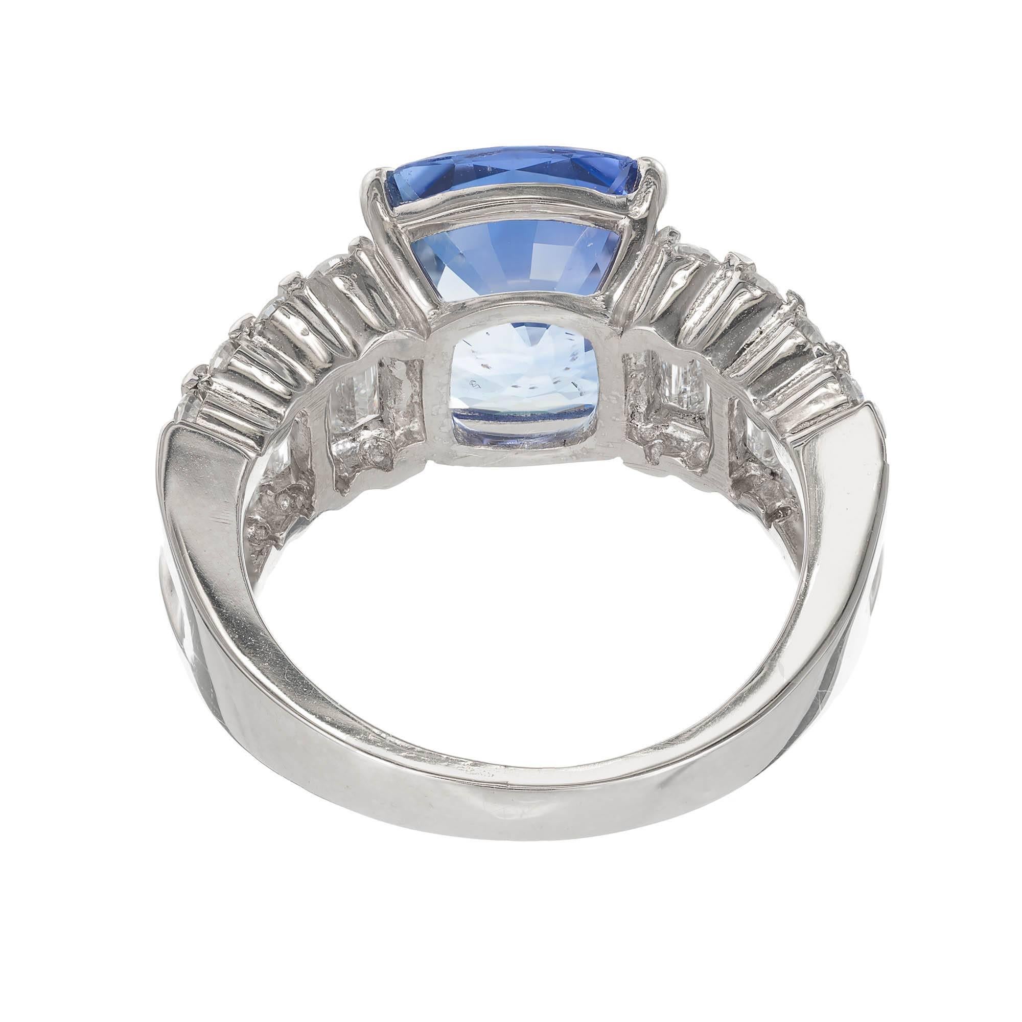 Women's GIA Certified 6.03 Carat Cushion Cut Sapphire Diamond Platinum Engagement Ring
