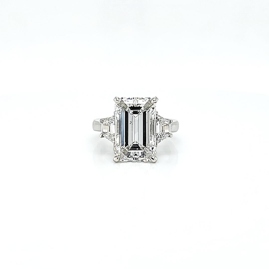 GIA Certified 6.03 Carat Emerald Cut Diamond Ring 1