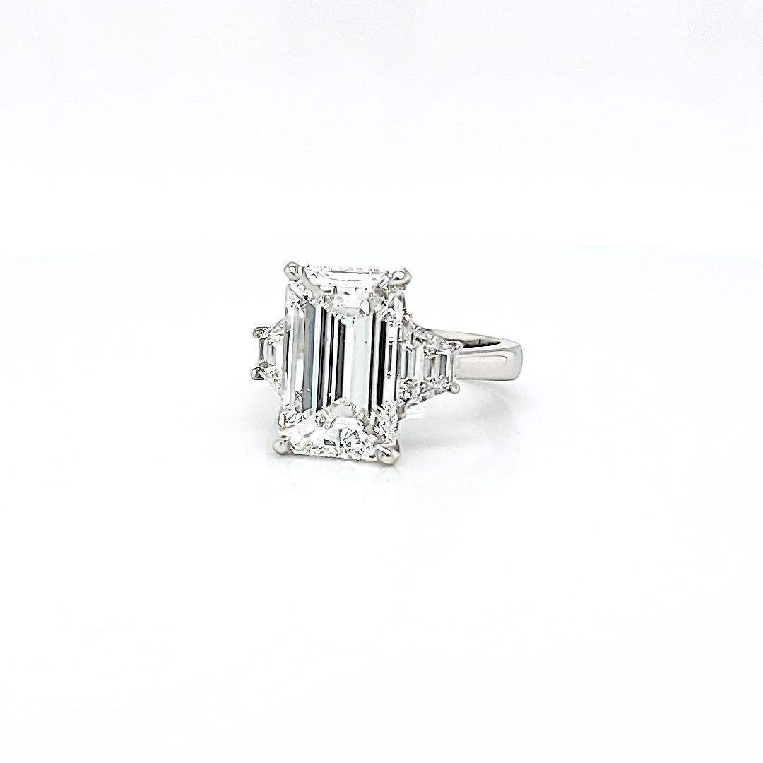GIA Certified 6.03 Carat Emerald Cut Diamond Ring 2