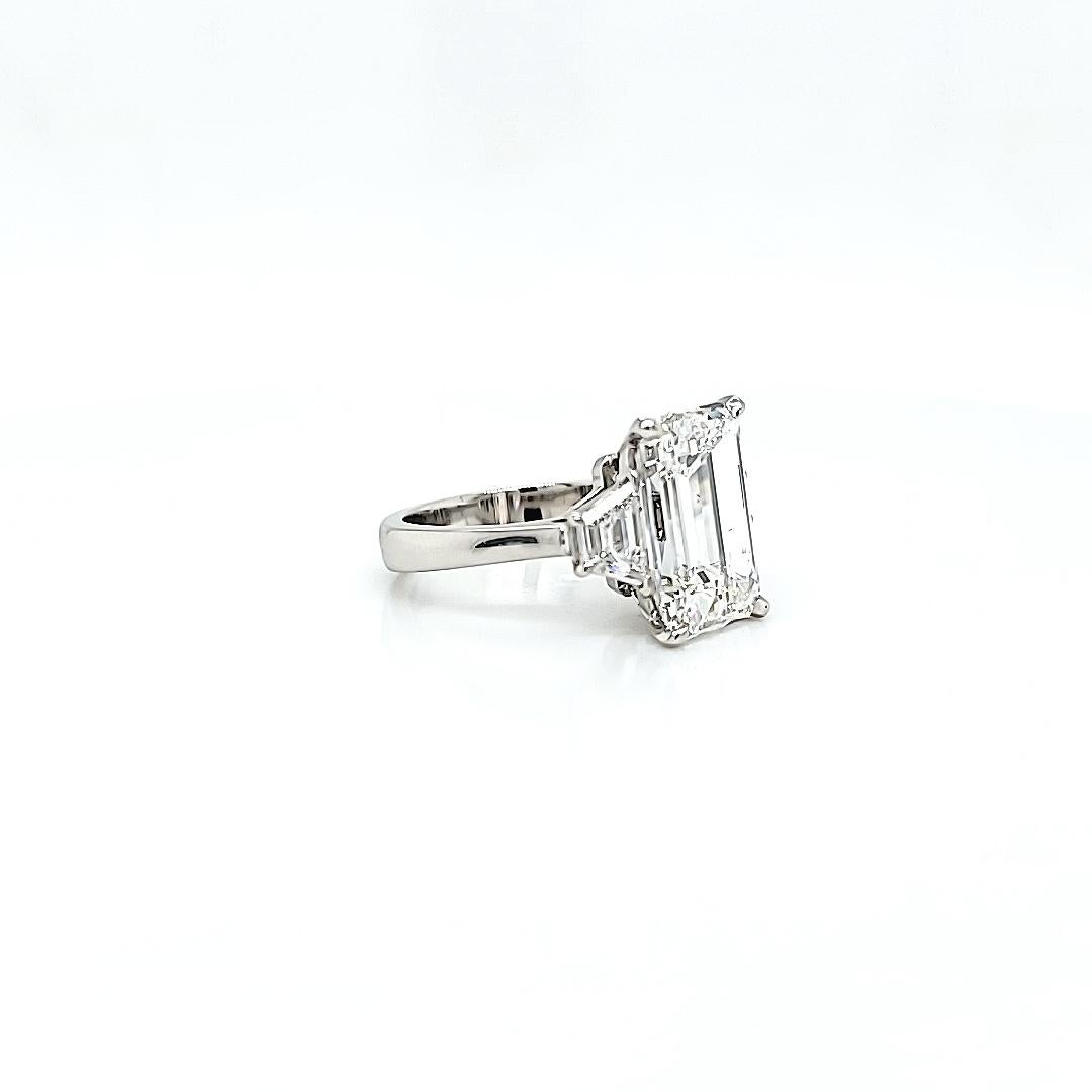 GIA Certified 6.03 Carat Emerald Cut Diamond Ring 3