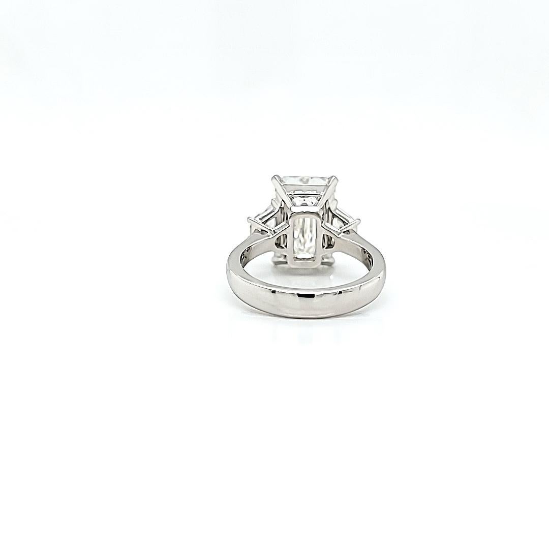 GIA Certified 6.03 Carat Emerald Cut Diamond Ring 4