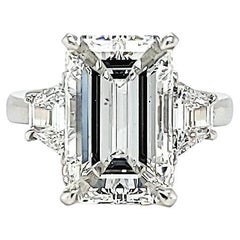 GIA Certified 6.03 Carat Emerald Cut Diamond Ring