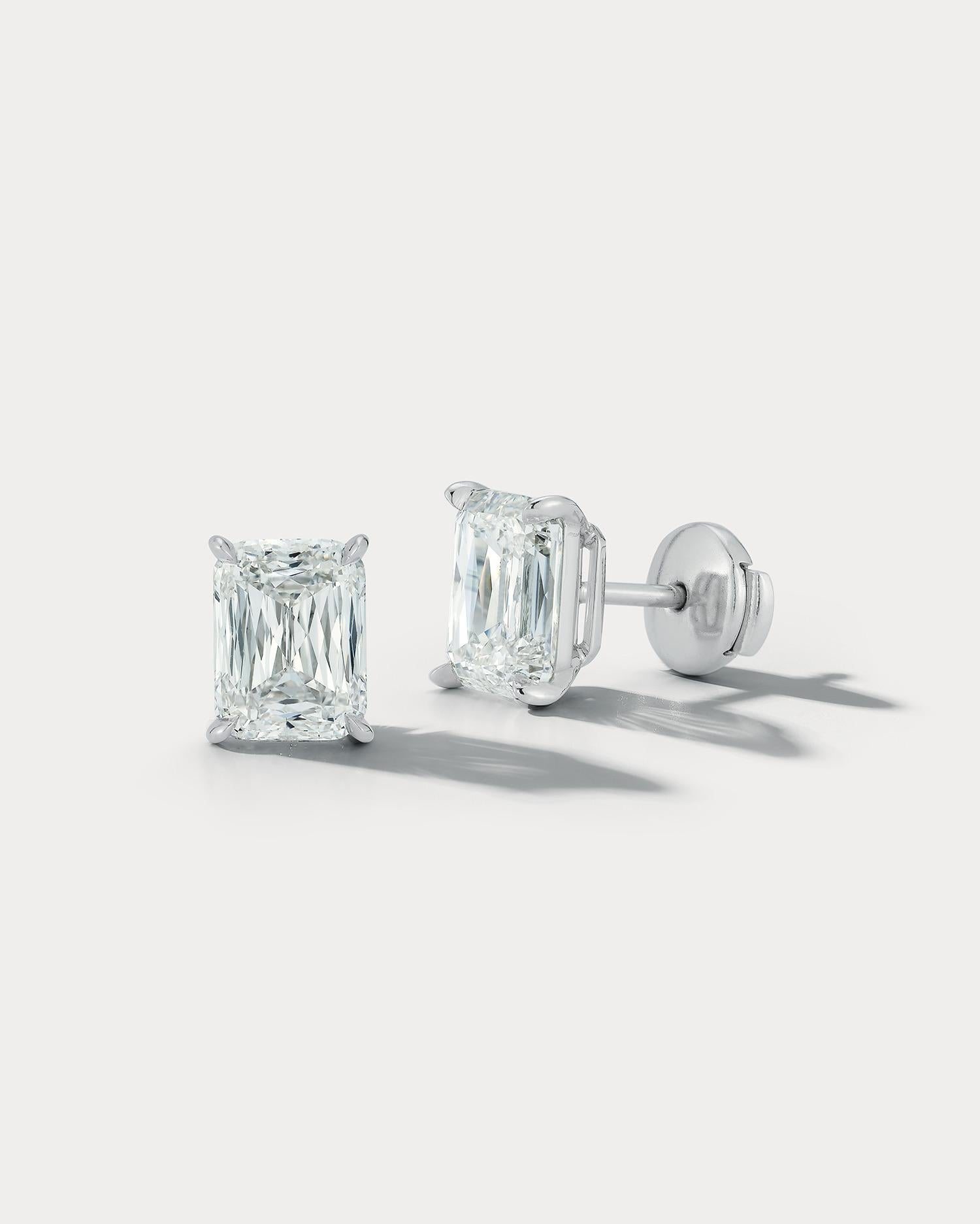 GIA Certified 6.03 Total Carat Cushion Cut Diamond Stud Earrings In New Condition For Sale In Palm Beach, FL