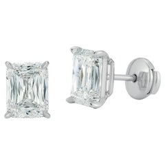 GIA Certified 6.03 Total Carat Cushion Cut Diamond Stud Earrings