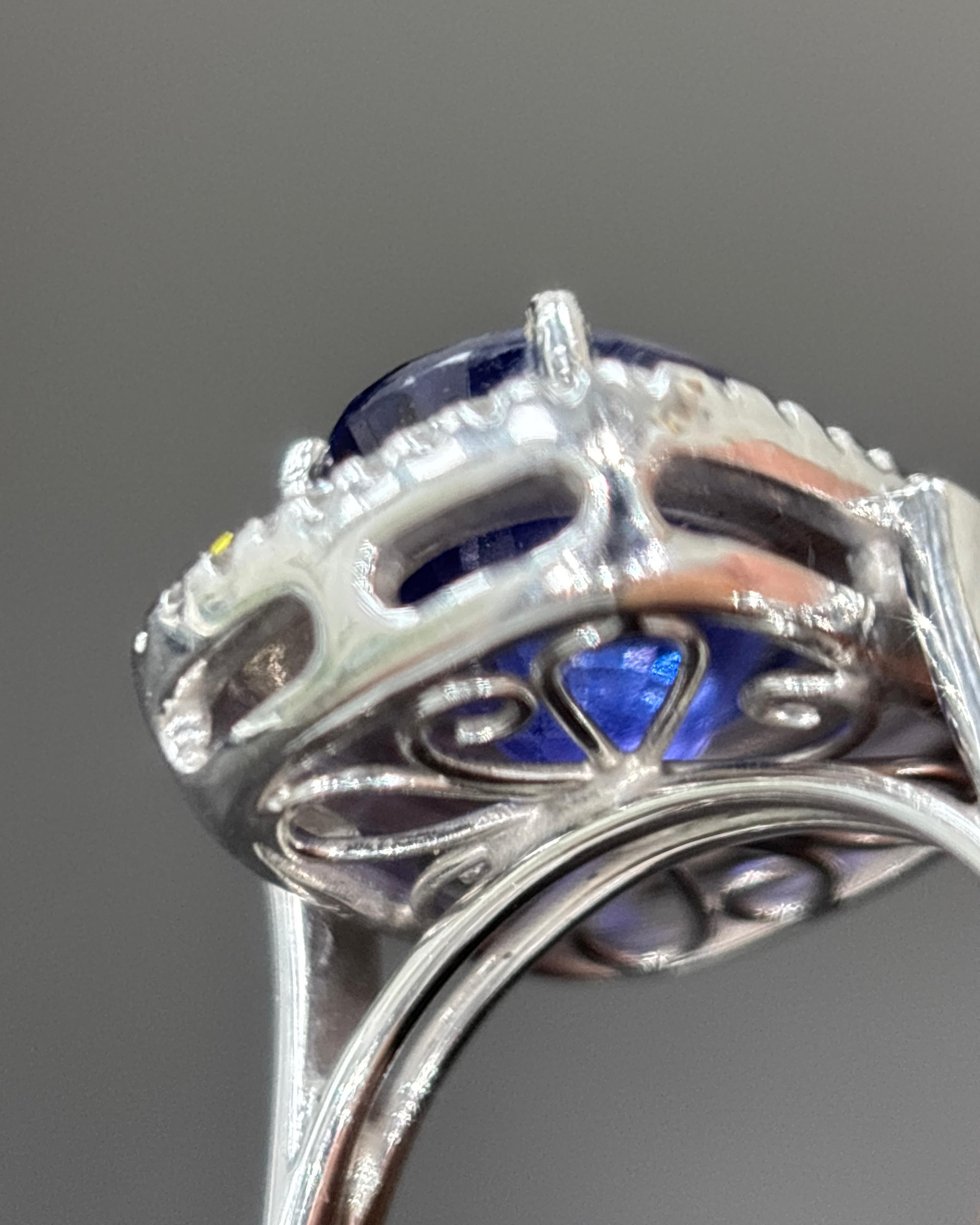 GIA zertifiziert 6,04 Karat Ceylon No Heat Blauer Saphir Weißer Diamant Gold Ring (Moderne) im Angebot