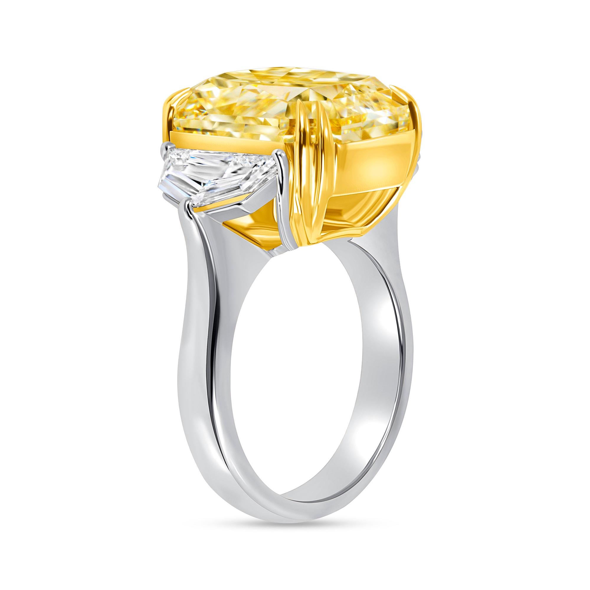 GIA Certified 6.04 Ct. Radiant Cut W-X Yellow & Half Moon Diamond in 18KG & PT. In New Condition In San Francisco, CA