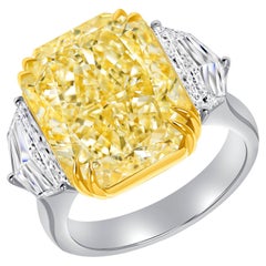 GIA Certified 6.04 Ct. Radiant Cut W-X Yellow & Half Moon Diamond in 18KG & PT.