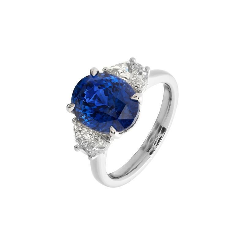 GIA-zertifizierter Ring aus Platin mit 6.05 Karat Ceylon-Saphir und Diamant (Moderne) im Angebot
