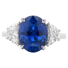 GIA-zertifizierter Ring aus Platin mit 6.05 Karat Ceylon-Saphir und Diamant