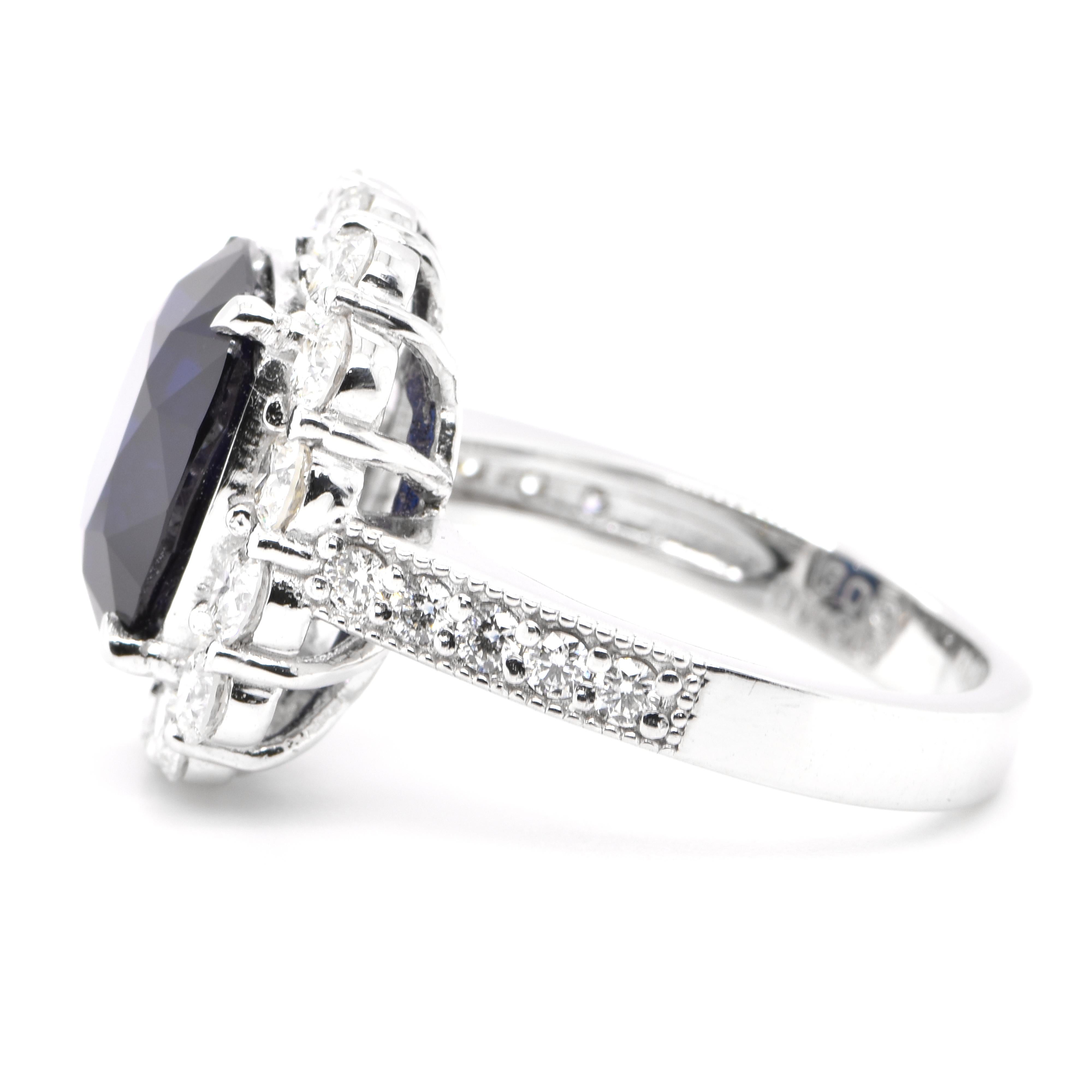 Modern GIA Certified 6.05 Carat Natural Untreated Burmese Sapphire Ring Set in Platinum