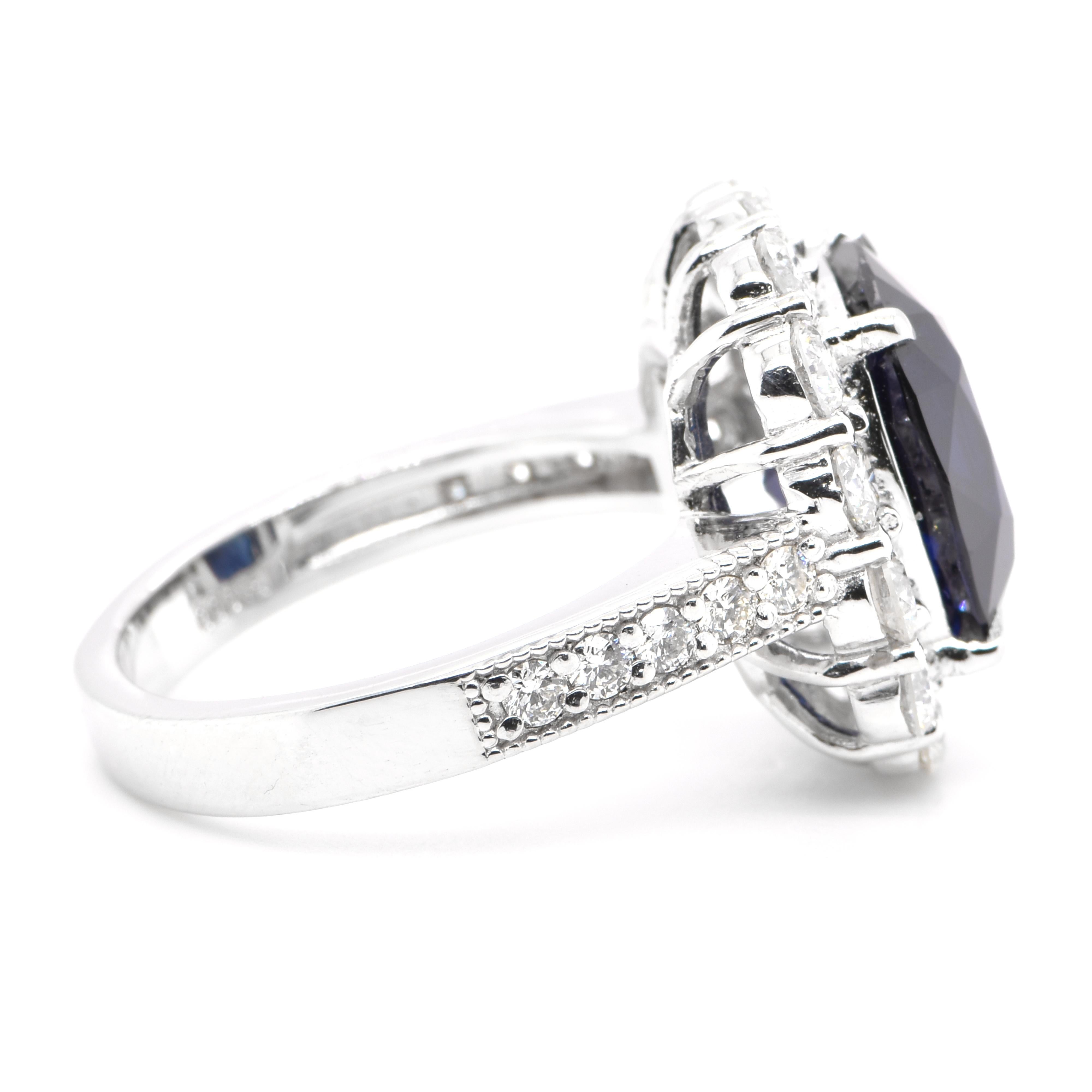Cushion Cut GIA Certified 6.05 Carat Natural Untreated Burmese Sapphire Ring Set in Platinum