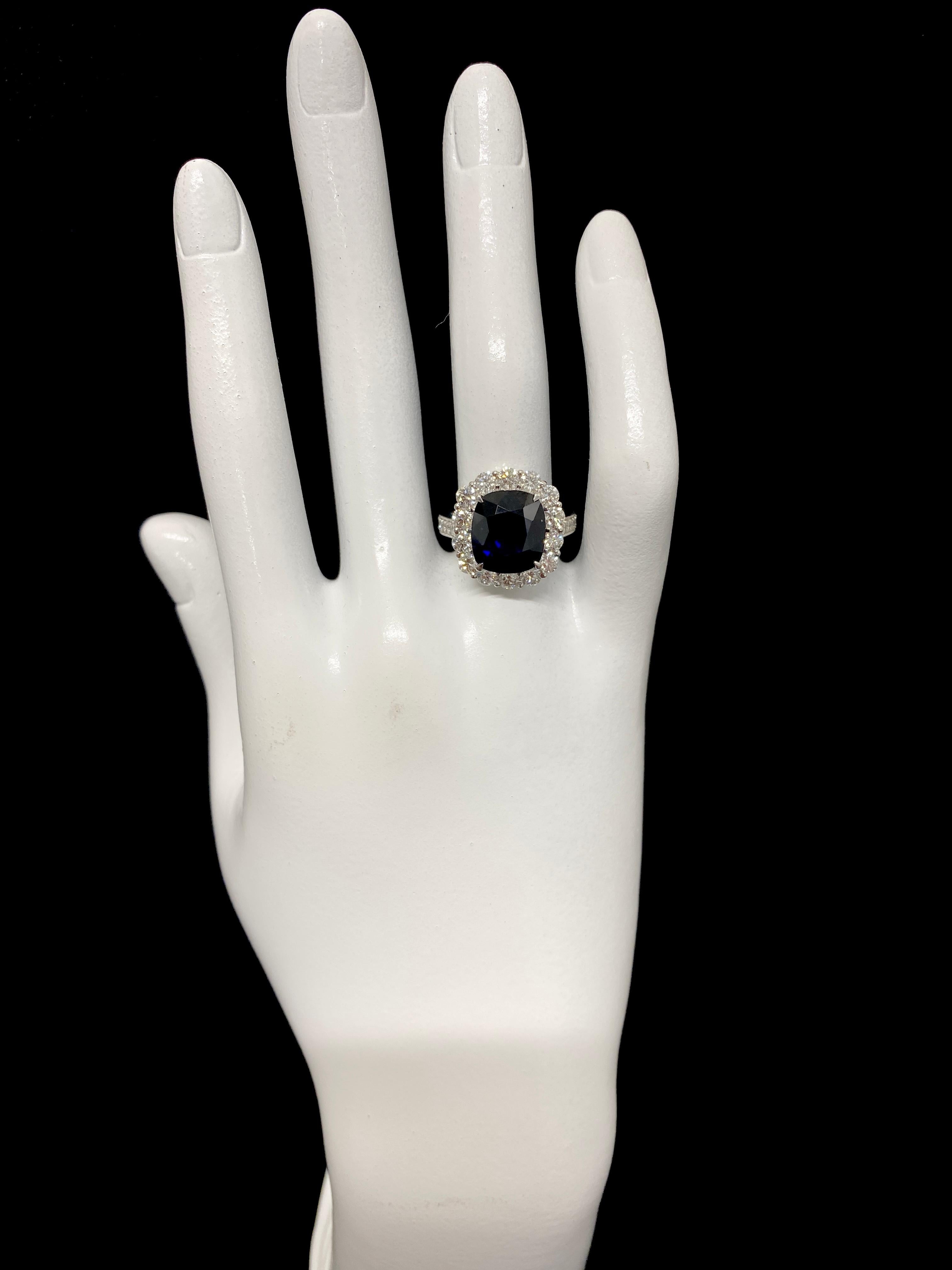 Women's GIA Certified 6.05 Carat Natural Untreated Burmese Sapphire Ring Set in Platinum