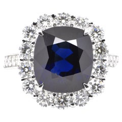 GIA Certified 6.05 Carat Natural Untreated Burmese Sapphire Ring Set in Platinum
