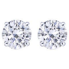 Boucles d'oreilles en platine certifiées GIA et composées de diamants ronds et brillants de 6,05 carats
