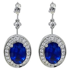 GIA Certified 6.05 Sapphire Fancy Diamond White Gold Earrings