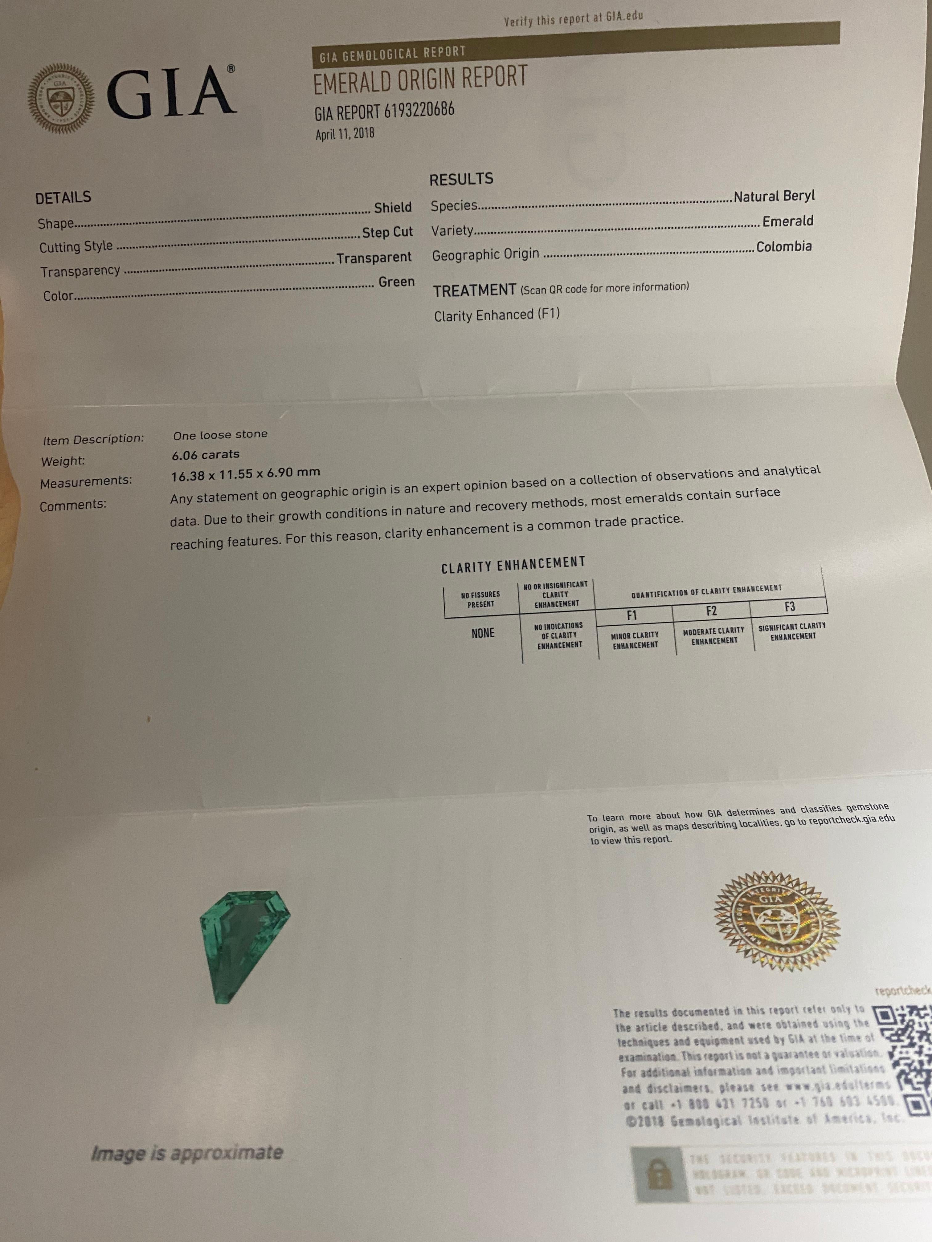 Mindi Mond, bague en émeraude de Colombie de 6,06 carats certifiée GIA et diamant de taille vieille mine en vente 4