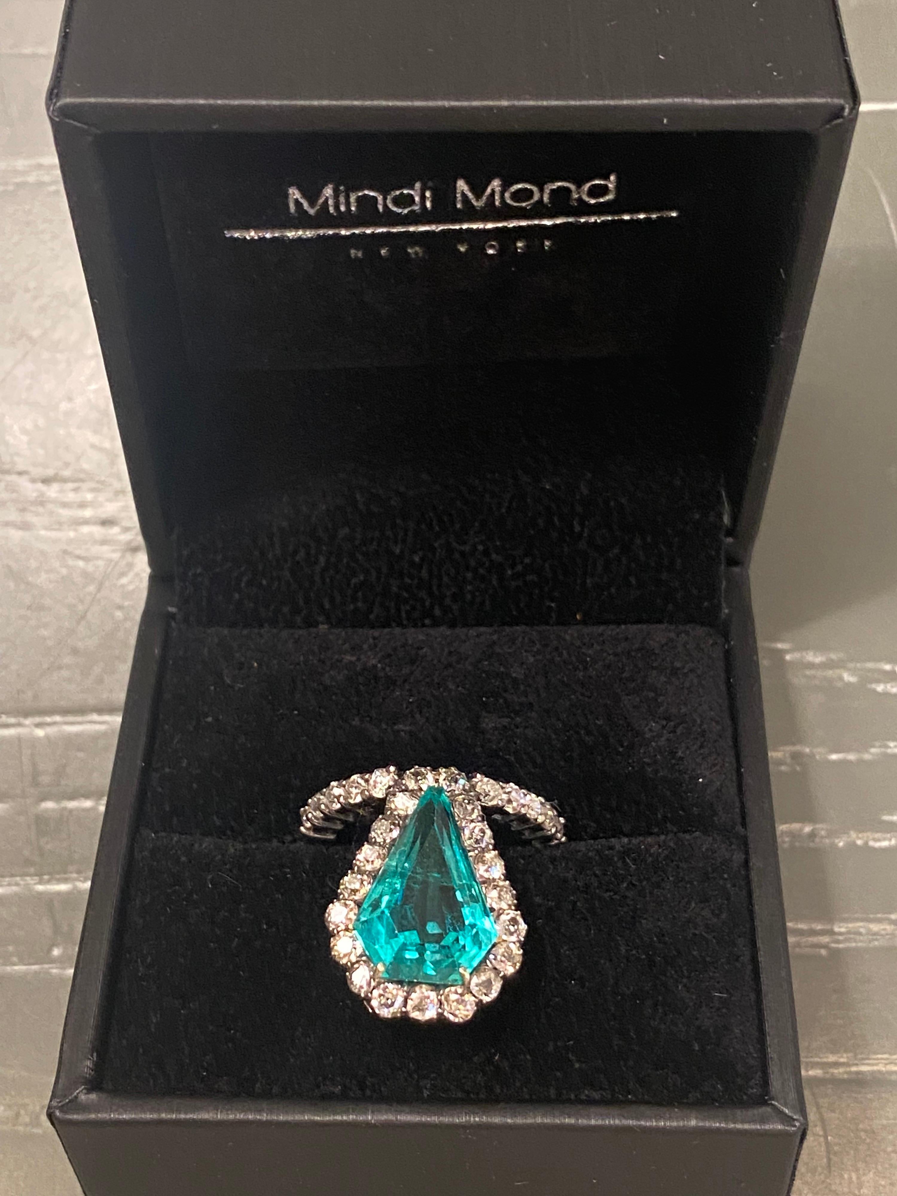 Mindi Mond, bague en émeraude de Colombie de 6,06 carats certifiée GIA et diamant de taille vieille mine Neuf - En vente à New York, NY
