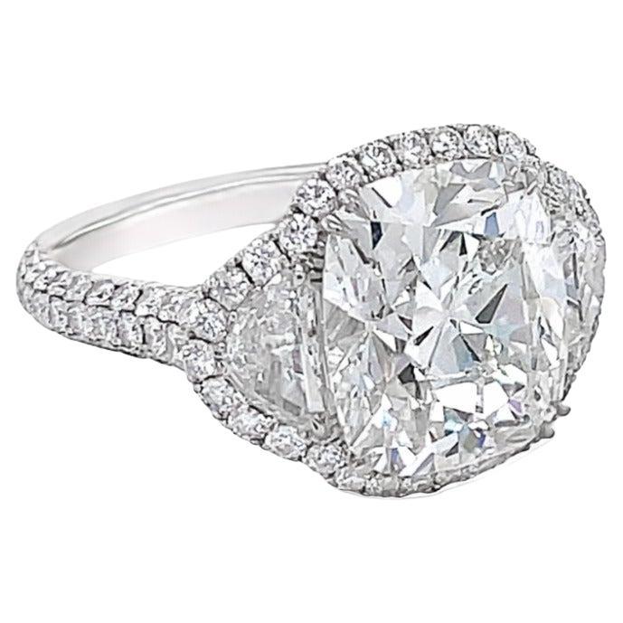 GIA Antique Cushion Cut Diamond Three-Stone Engagement Ring For Sale