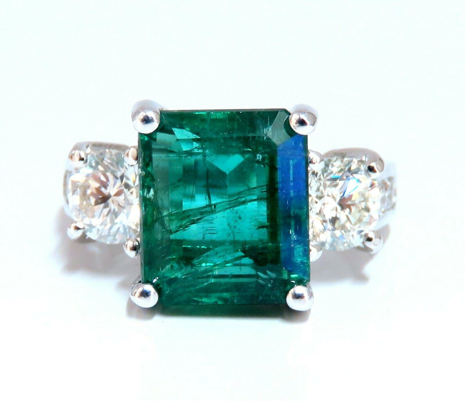 GIA Certified 6.06 Carat Natural Emerald Diamonds Ring 14 Karat 'F2' 1