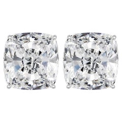 GIA Certified 6.07 Carat Cushion-Brillant Diamond Pair Set in Platinum