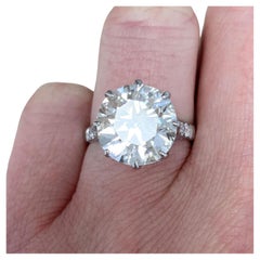 Bague solitaire en platine certifiée GIA de 6,01 carats de diamants de grande taille à taille brillante