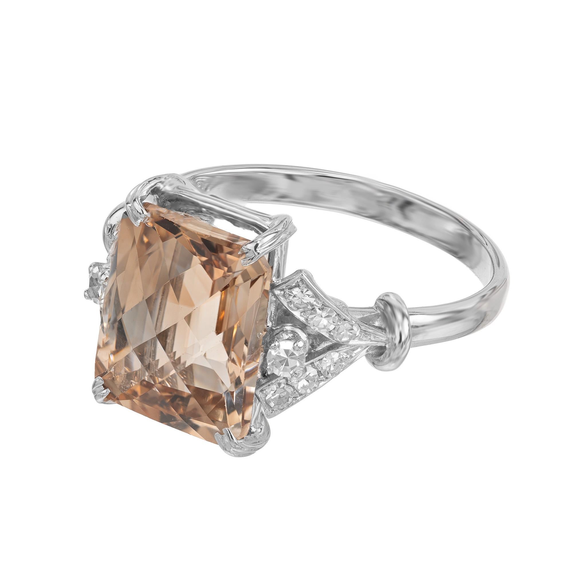 Donna Anello in oro bianco con diamante Topazio certificato GIA da 6,08 carati in vendita