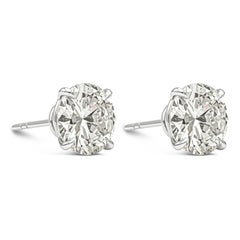 GIA Certified 6.08 Carats Total Round Brilliant Cut Diamond Stud Earrings
