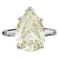 Retro GIA Certified 6.10 Carat Diamond Platinum Three-Stone Engagement Ring