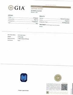 GIA Certified 6.10 Carat Emerald Cut Sapphire Engagement Ring in Platinum