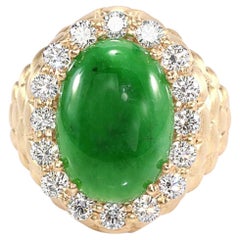 GIA Certified 6.10 Carat Type A Imperial Jadeite Jade 18 Karat Yellow Gold Ring