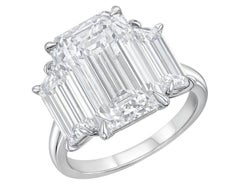GIA Certified 6.04 Carat Emerald Cut Diamond Natural Engagement Ring in Platinum