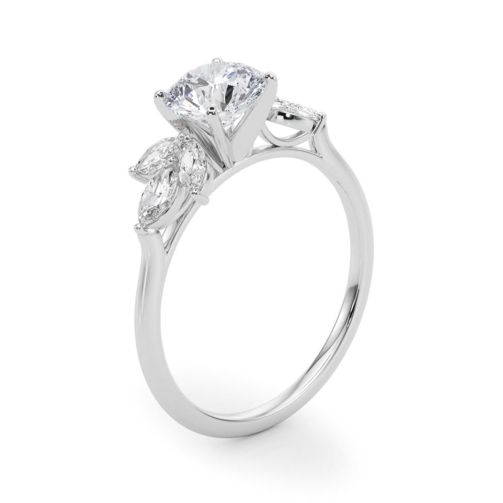 Contemporain GIA Certified 6 Carat Diamond Ring Round Brilliant 18K Gold Marquise Accents en vente