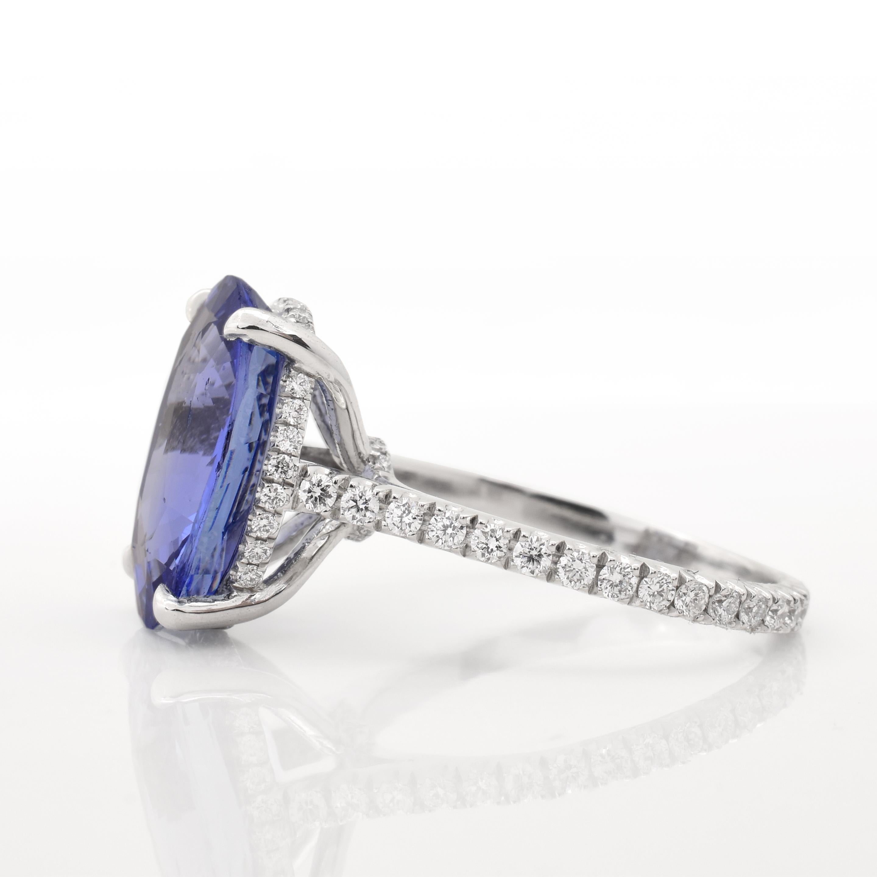 Oval Cut GIA Certified 6.11 Carat Sapphire Diamond Ring For Sale