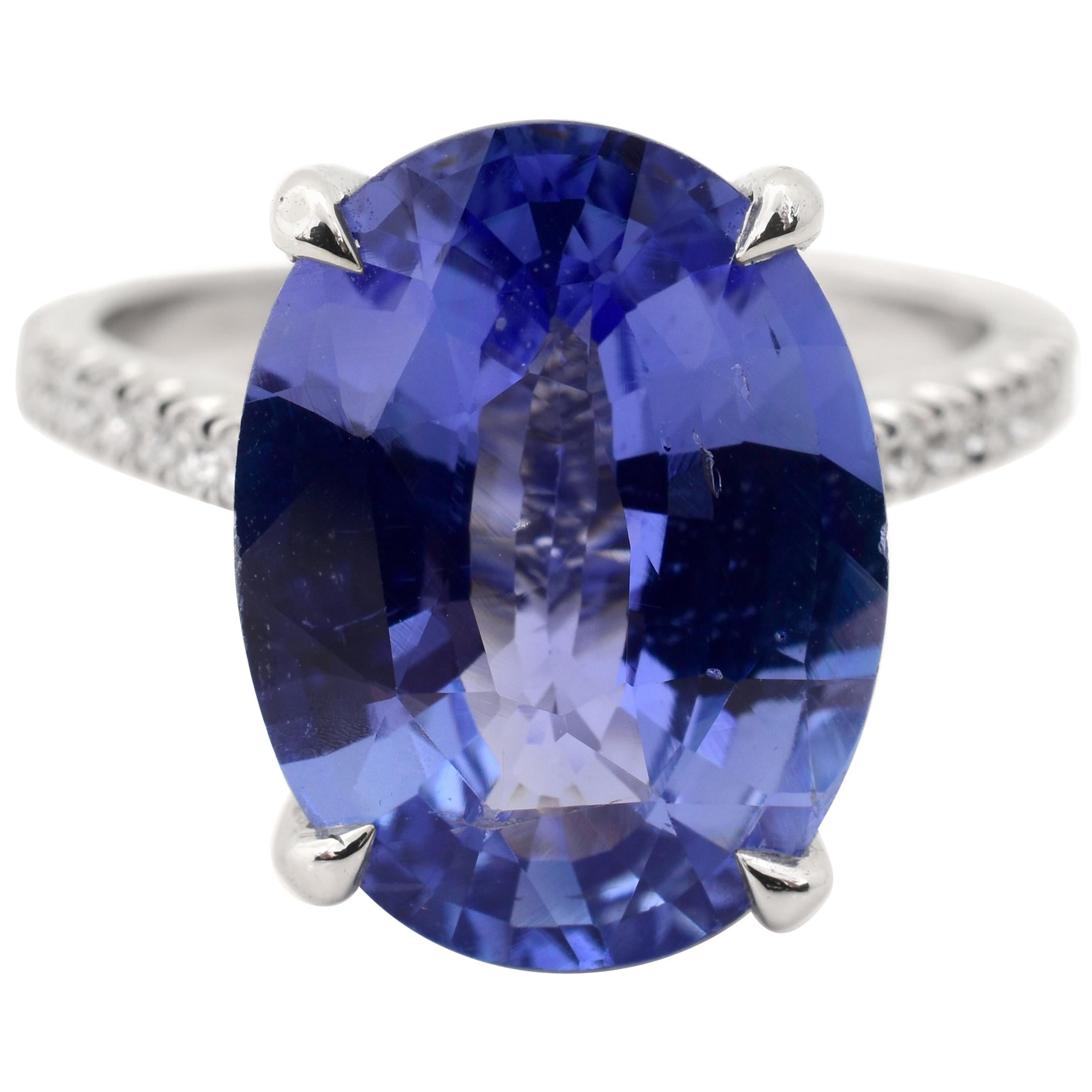 GIA Certified 6.11 Carat Sapphire Diamond Ring For Sale