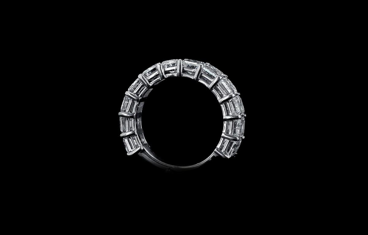 Women's GIA Certified 6.11 Ctw. Emerald Cut Diamond Half Eternity Ring in Platinum For Sale