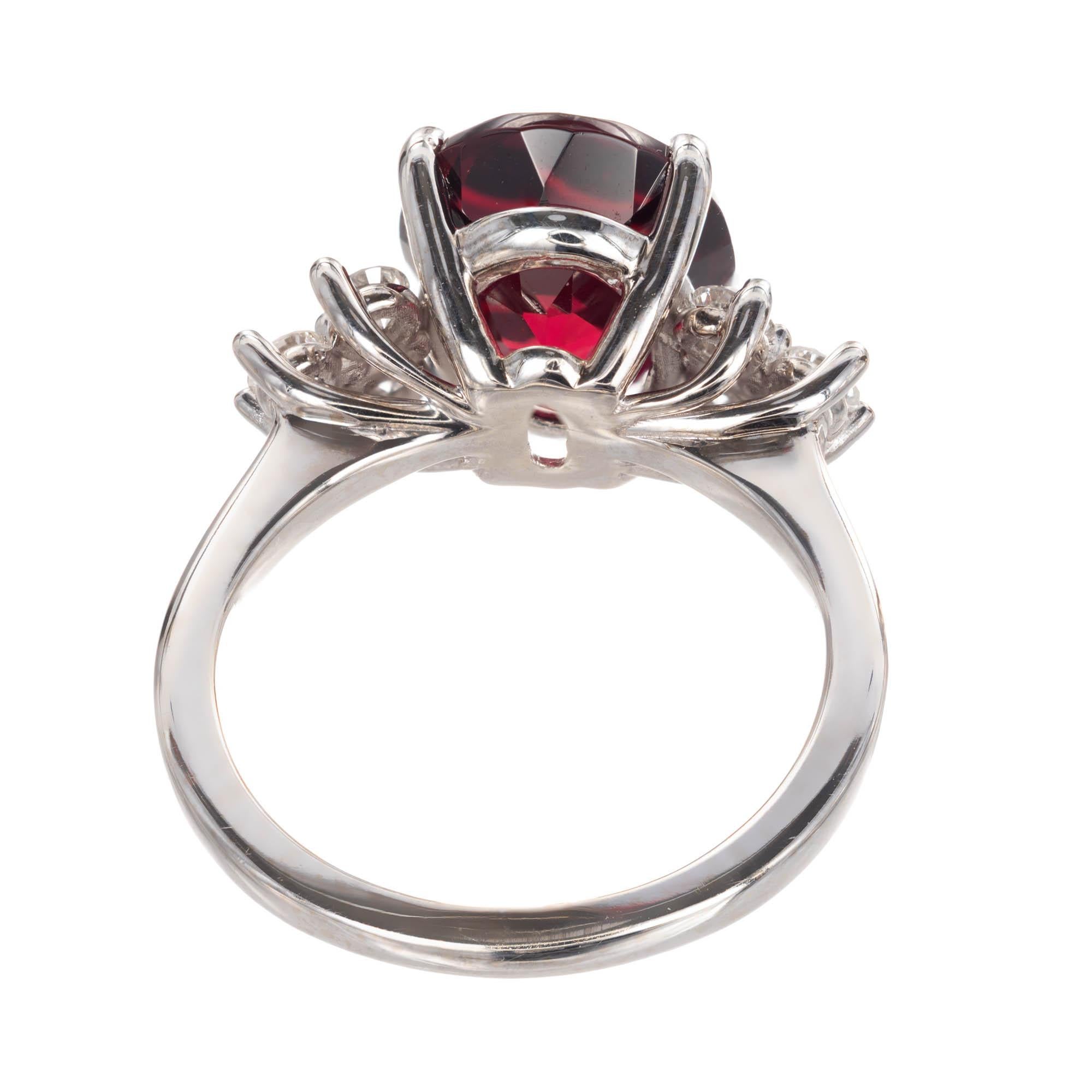 Oval Cut GIA Certified 6.12 Carat Garnet Diamond White Gold Engagement Ring